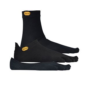 Vibram Crew-No Show-Ghost 3 Pack Black Mens 5toe-socks | India-621394